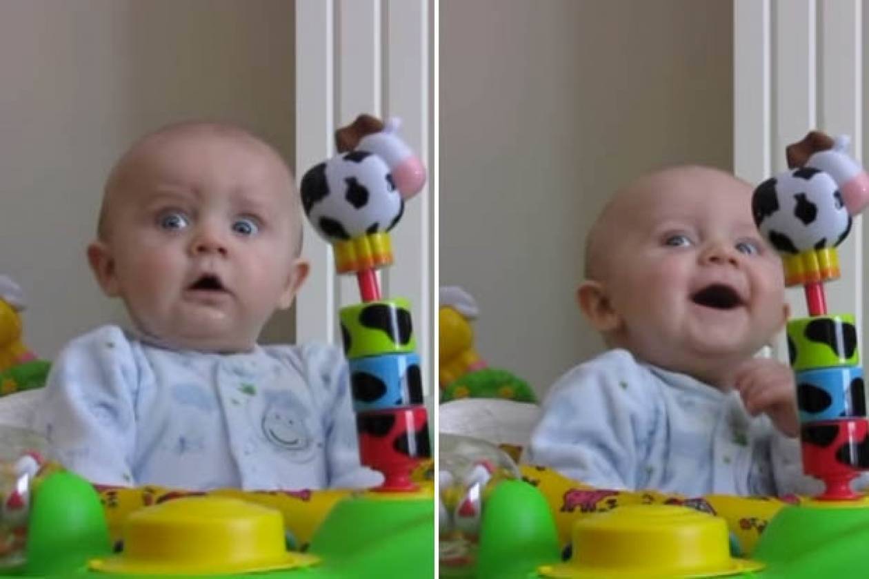 Μωρό τρομοκρατείται όταν η μητέρα του φυσάει τη... (βίντεο)