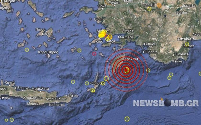 Σεισμός 3,1 Ρίχτερ νότια της Ρόδου