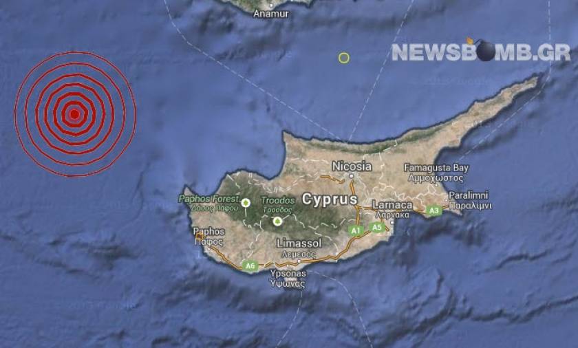 Σεισμός 3,5 Ρίχτερ δυτικά της Κύπρου
