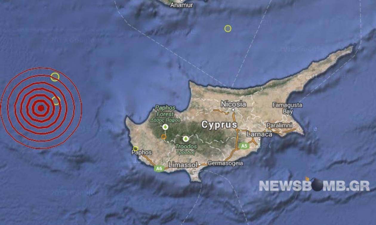 Σεισμός 3,0 Ρίχτερ δυτικά της Κύπρου
