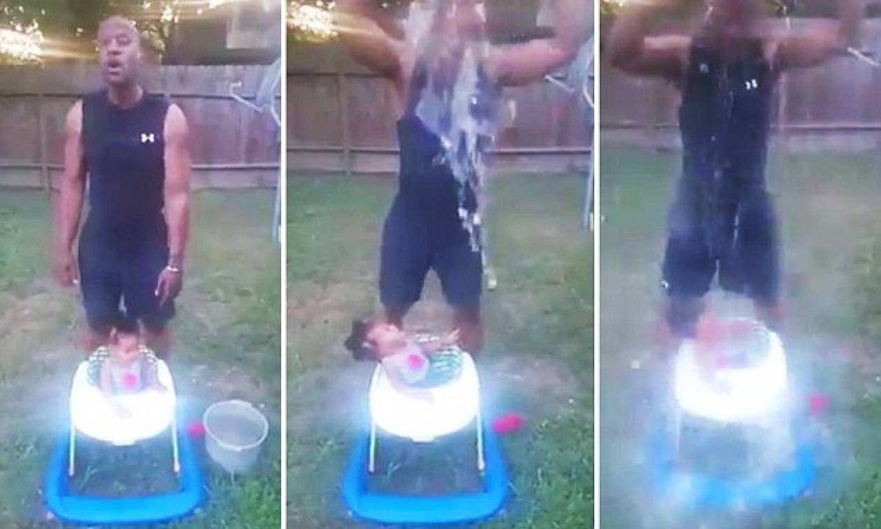 Παππούς έβαλε το 10 μηνών εγγόνι του να κάνει Ice Bucket Challenge! (pics+video)