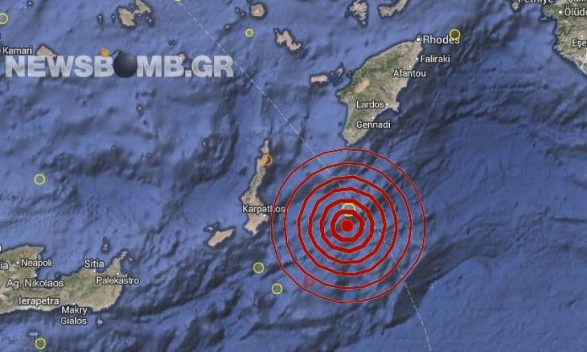 Σεισμός 3,7 Ρίχτερ νότια της Ρόδου