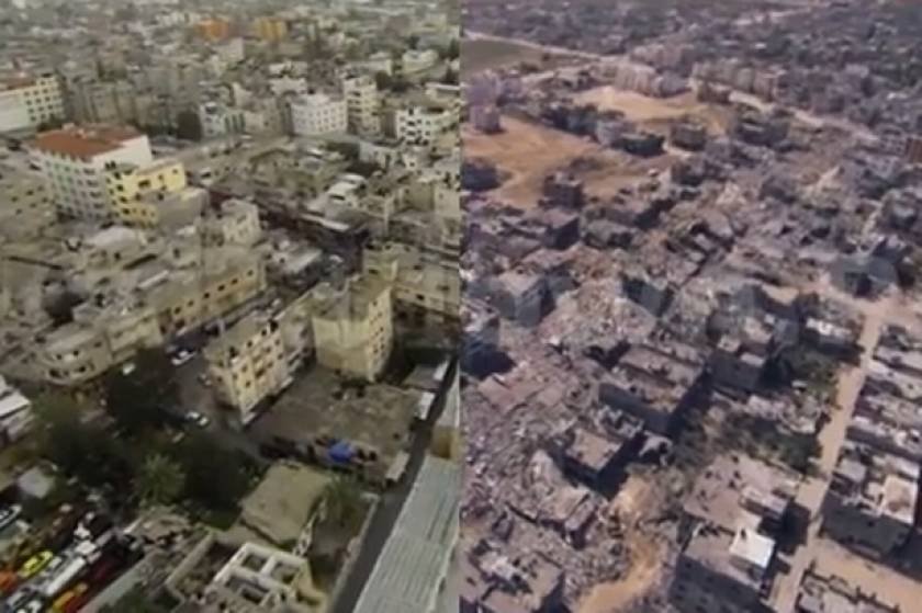Συγκλονιστικό βίντεο: Η Γάζα πριν και μετά τους βομβαρδισμούς του Ισραήλ