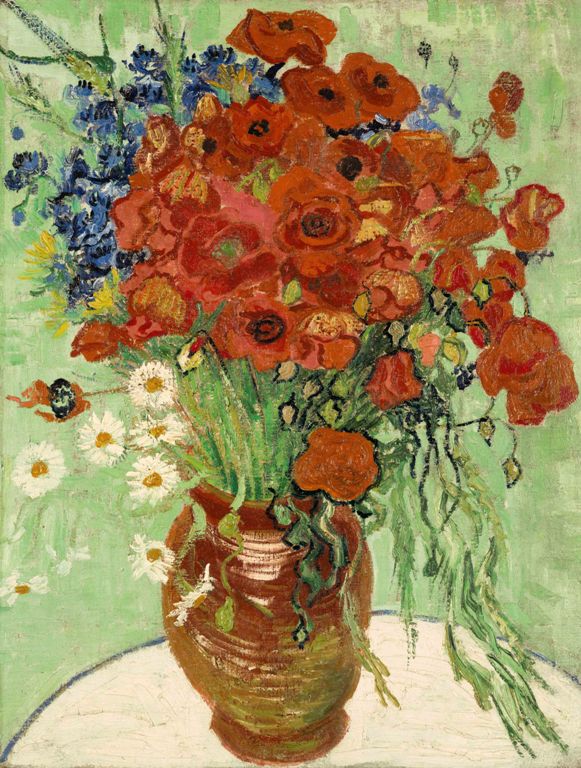 Van Gogh Still Life Vase with Daisies and Poppies