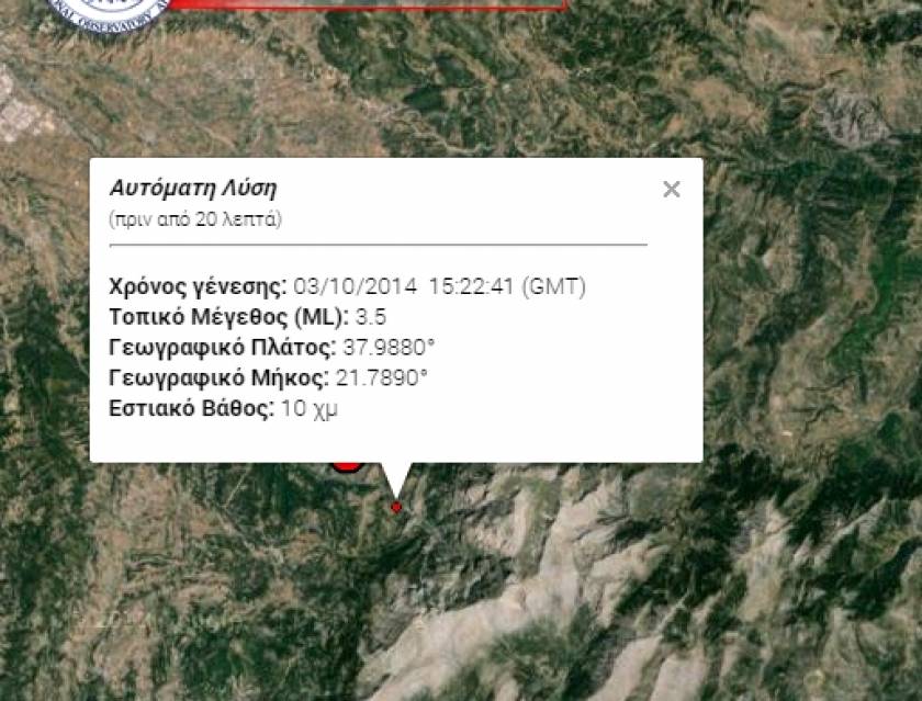 Νέος σεισμός 3,5R στην Πάτρα