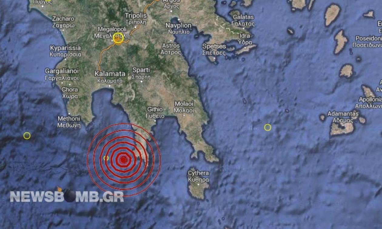 Σεισμός 3,5 Ρίχτερ νότια της Καλαμάτας