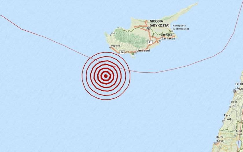 Σεισμός 4 Ρίχτερ νότια της Πάφου
