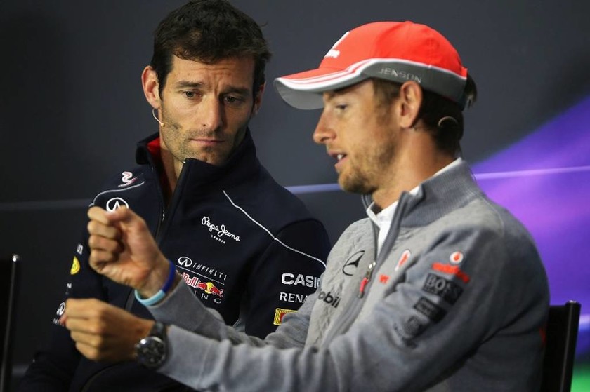 Ο M.Webber (αριστερά) προσπαθεί να καταλάβει τι του εξηγεί ο J. Button (δεξιά)