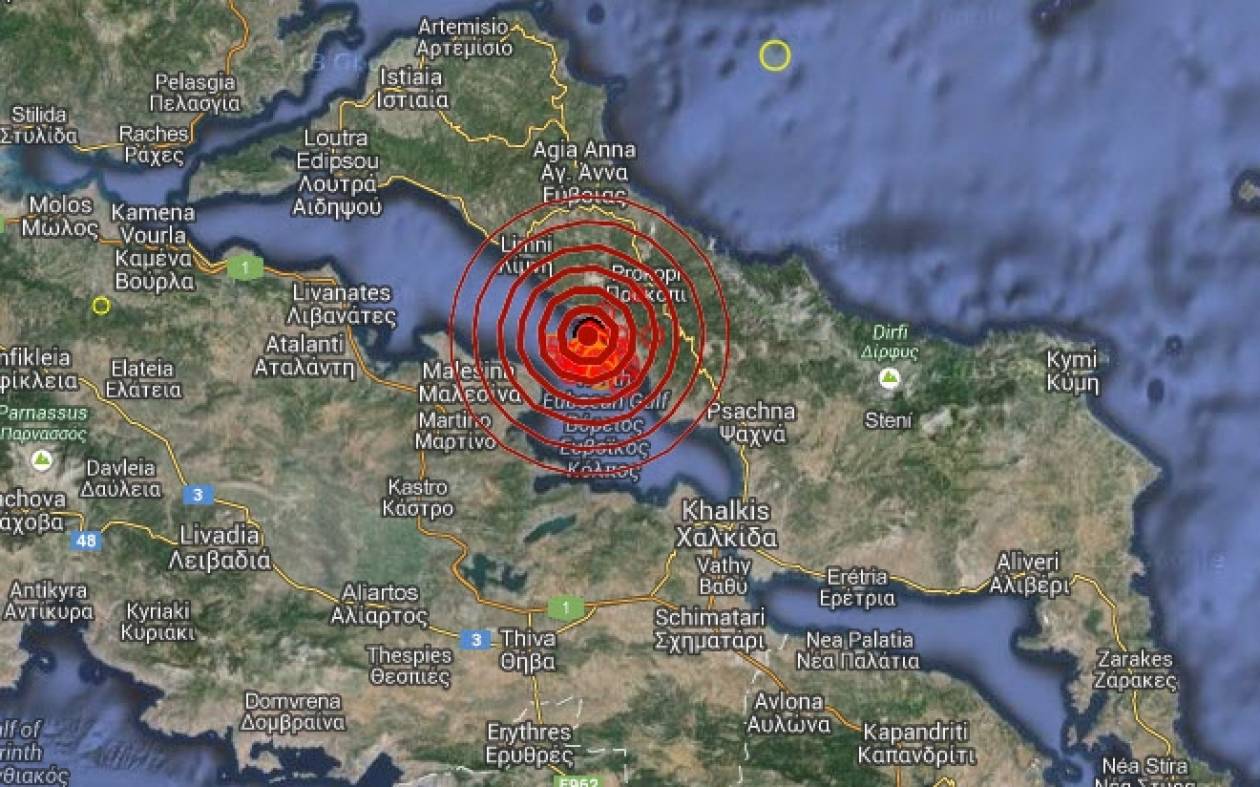 Σεισμός 3,3 Ρίχτερ βόρεια της Χαλκίδας