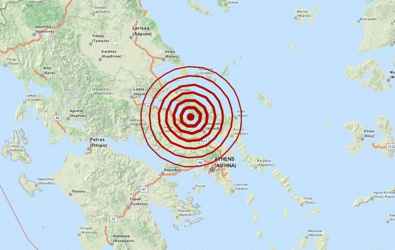 Σεισμός 4,1 Ρίχτερ βορειοδυτικά της Χαλκίδας
