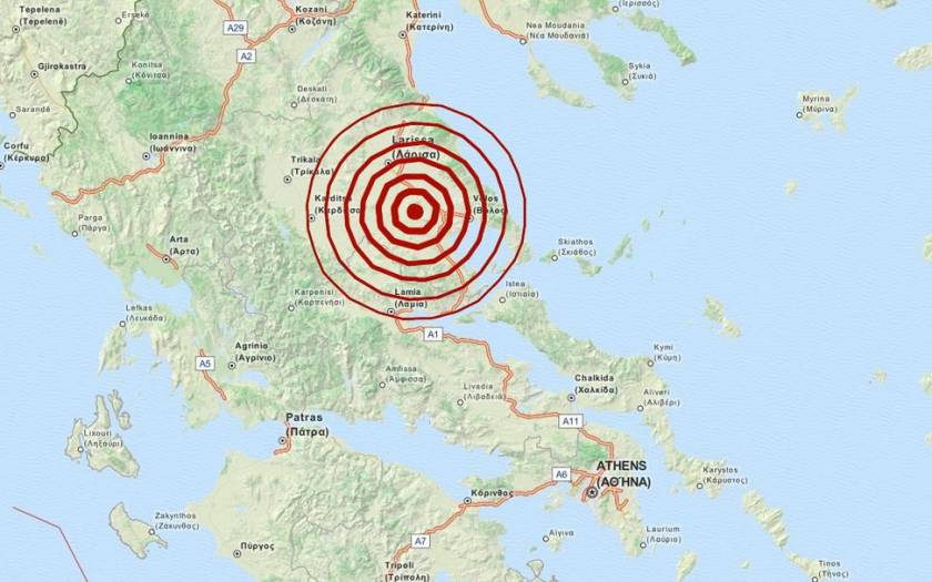 Σεισμός 3,4 Ρίχτερ δυτικά του Βόλου