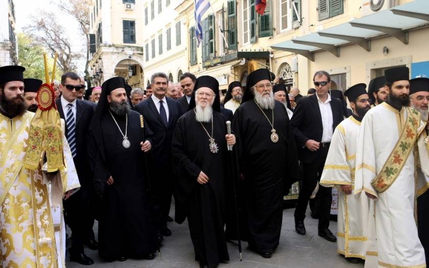 Ο Οικουμενικός Πατριάρχης στον Αγ. Σπυρίδωνα στη Κέρκυρα