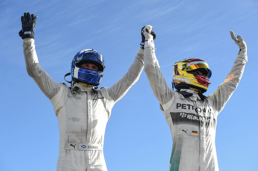 Ο David Coulthard και ο αναπληρωματικός οδηγός της Mercedes, Pascal Wehrlein