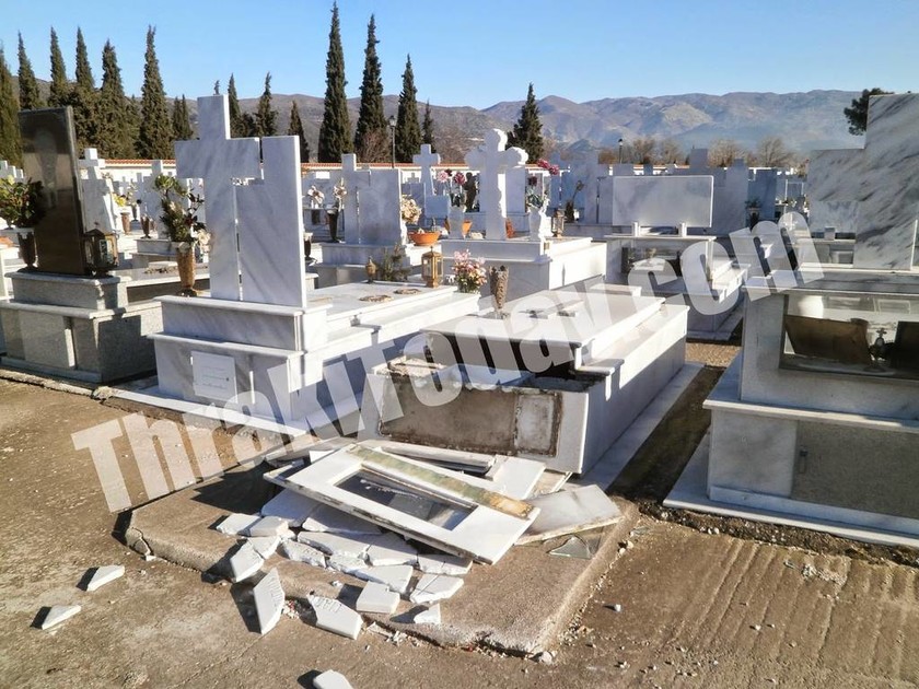 Καιρός: Εικόνες καταστροφής από το νεκροταφείο της Ξάνθης λόγω ανέμων