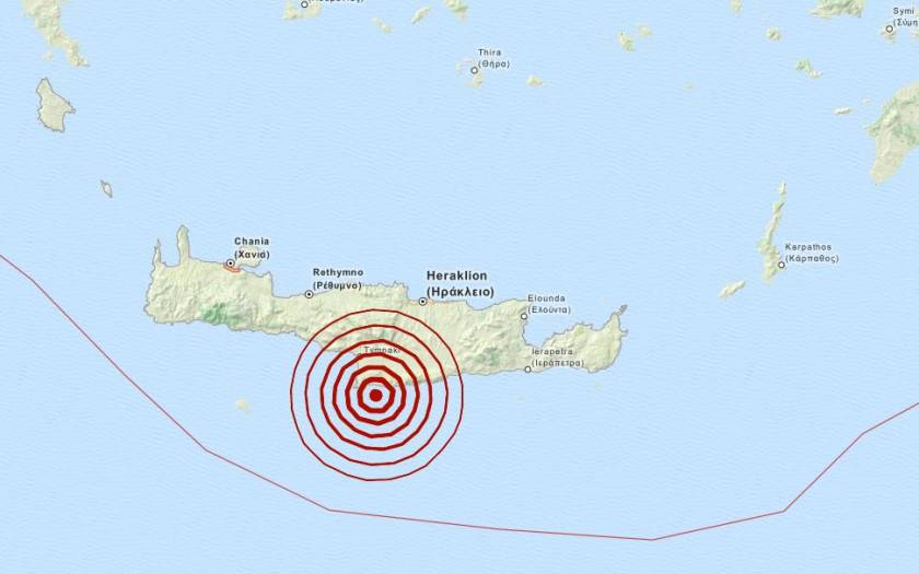 Σεισμός 3,6 Ρίχτερ νότια της Κρήτης