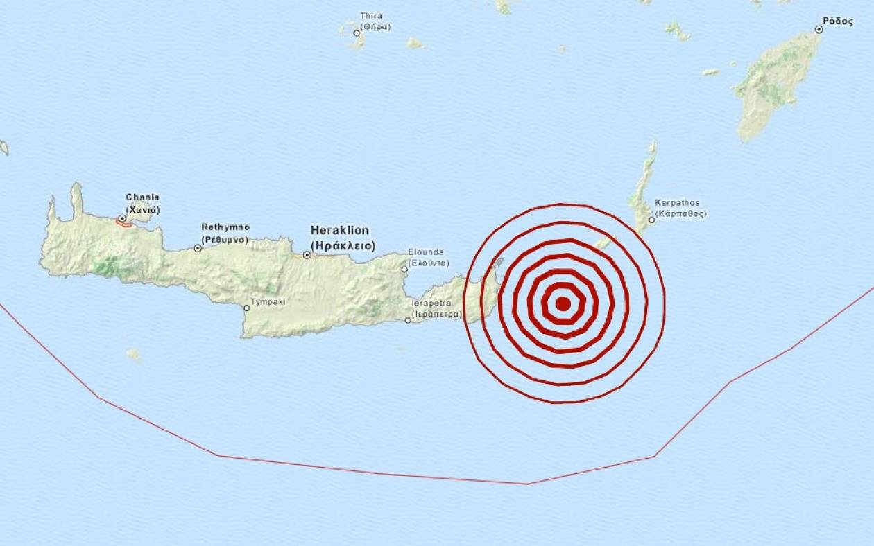Σεισμός 3,9 Ρίχτερ ανατολικά της Κρήτης