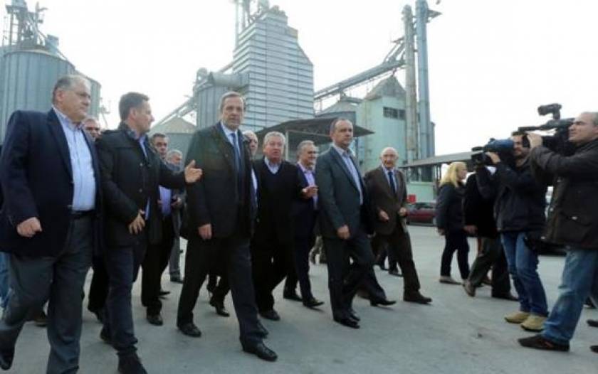 PM Samaras visits Sindos, holds talk with sugar beet farmers