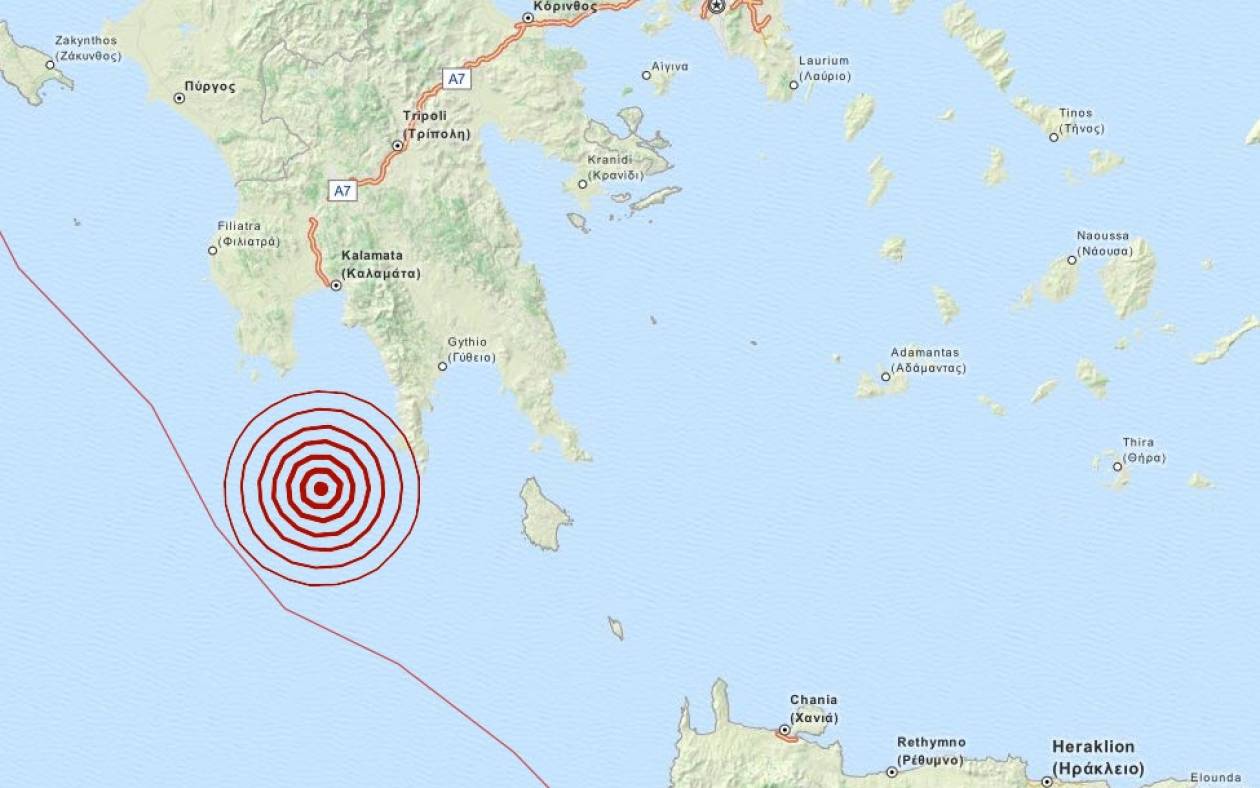Σεισμός 3,7 Ρίχτερ νότια της Καλαμάτας