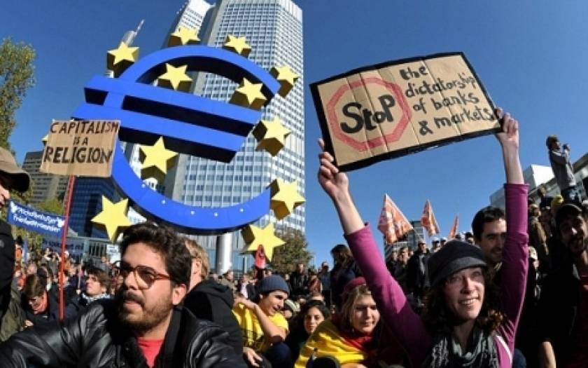 Το Blockupy στηρίζει Ελλάδα «αναστατώνοντας» τα εγκαίνια της έδρας της ΕΚΤ