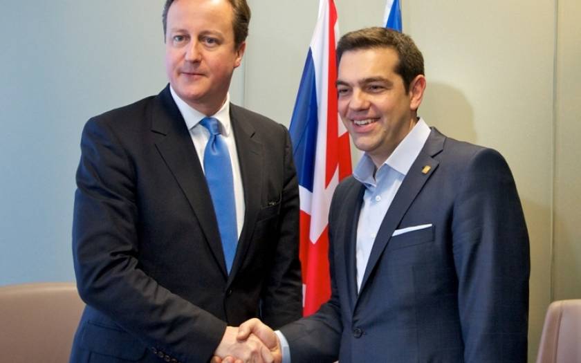 Tsipras meets Cameron, who offers UK help with tax system