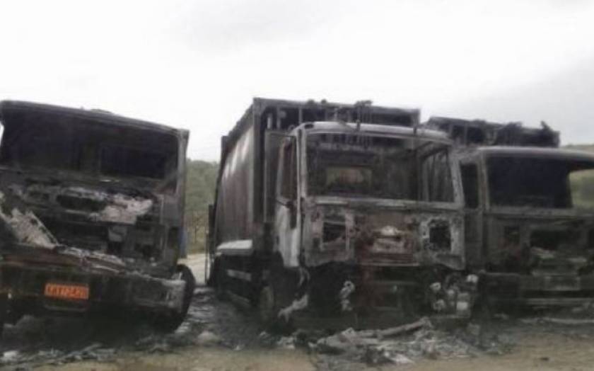 Κάηκαν τρία απορριμματοφόρα στη Χαλκιδική