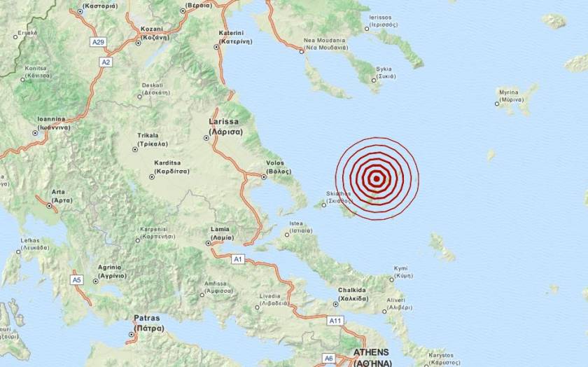 Σεισμός 3,5 Ρίχτερ βόρεια της Αλοννήσου