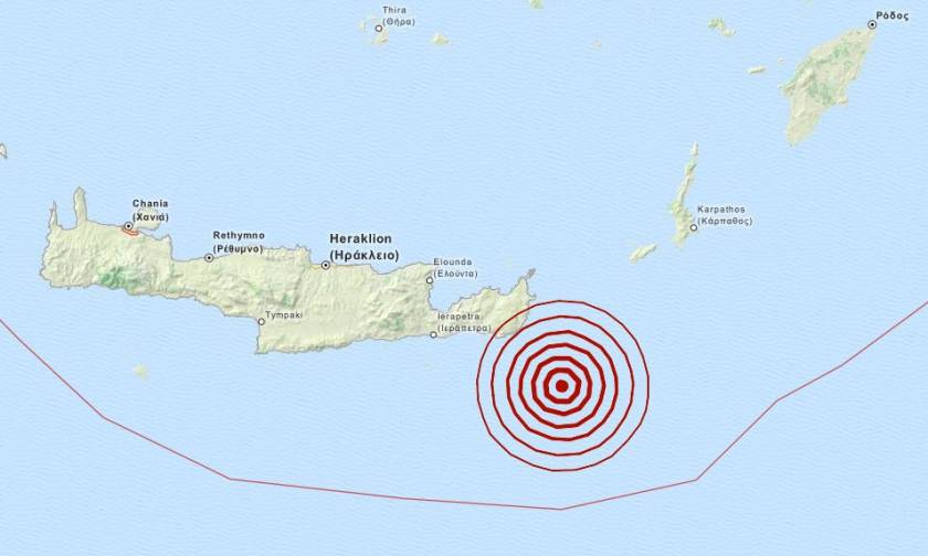 Σεισμός 3,7 Ρίχτερ νοτιοανατολικά της Κρήτης