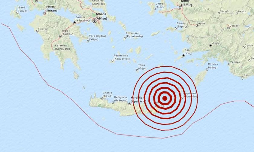 Σεισμός 5,4 Ρίχτερ μεταξύ Καρπάθου και Κρήτης