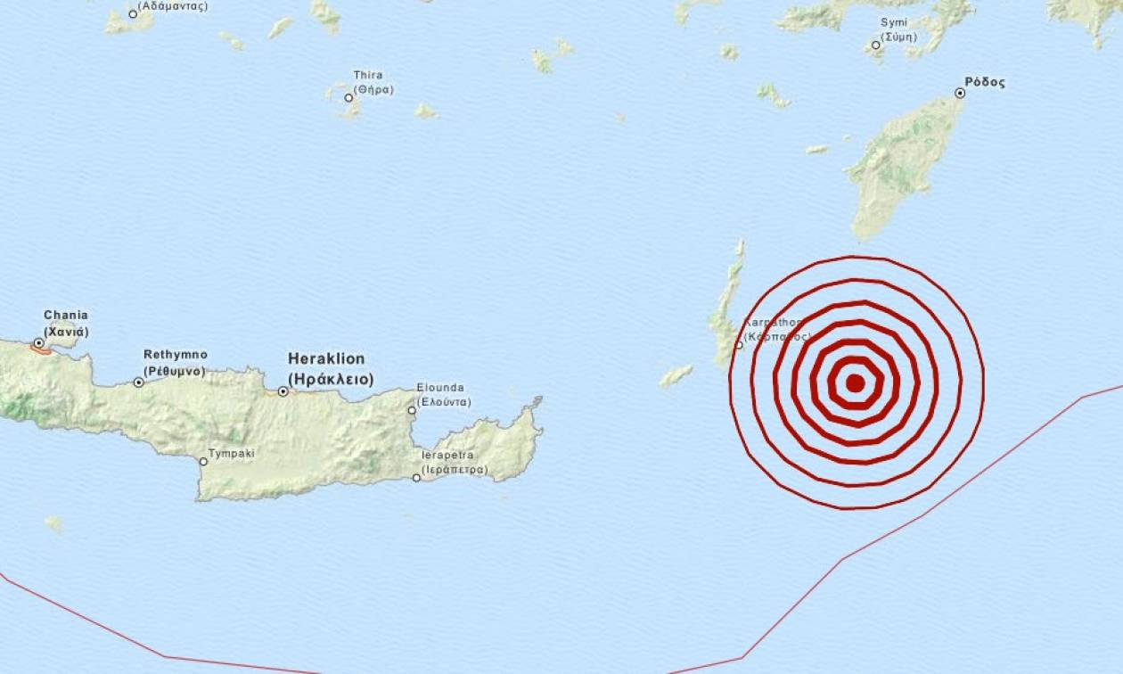 Σεισμός 3,8 Ρίχτερ ανατολικά της Καρπάθου
