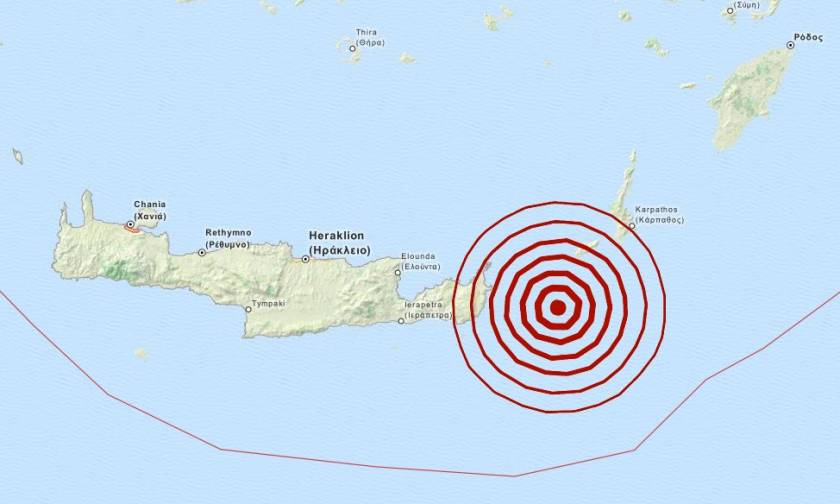 Σεισμός 4,3 Ρίχτερ μεταξύ Κρήτης και Κάσου