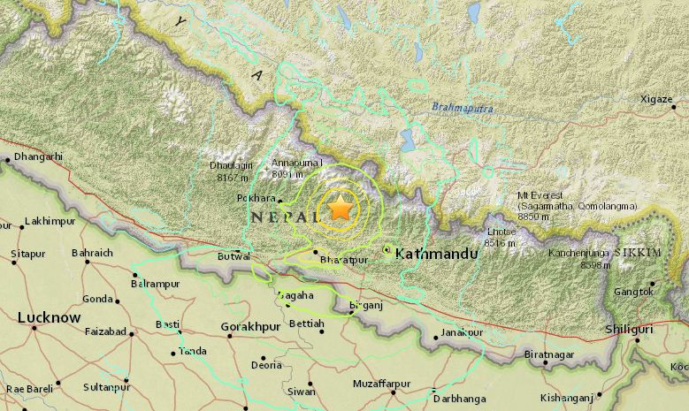 epikentro seismos nepal