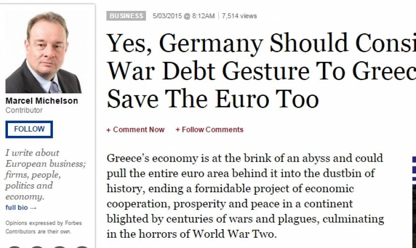 Forbes: Η Γερμανία πρέπει να σώσει την Ελλάδα με τις πολεμικές επανορθώσεις