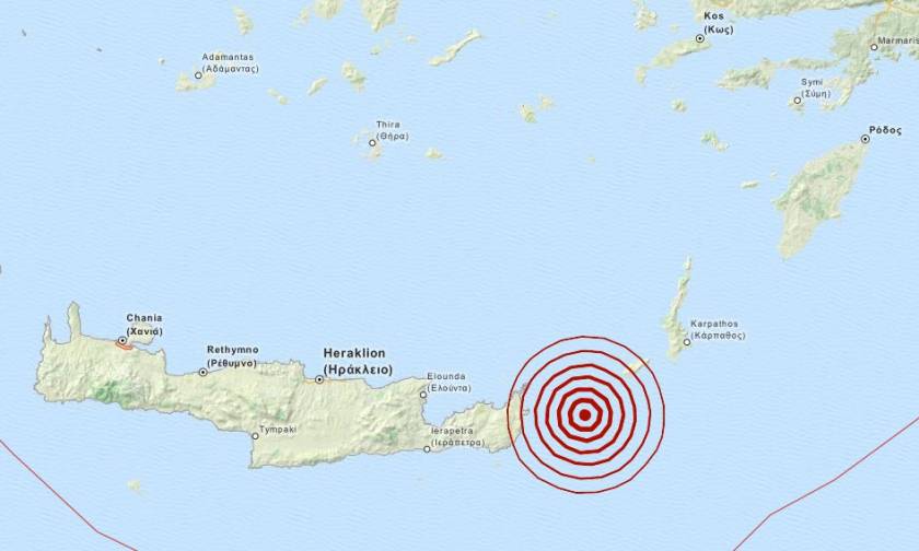 Σεισμός 3,7 Ρίχτερ μεταξύ Κρήτης και Κάσου
