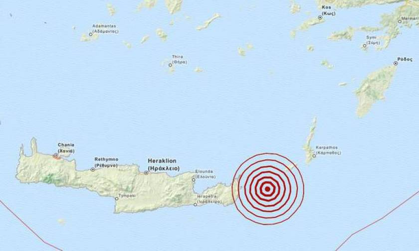 Σεισμός 3,3 Ρίχτερ ανατολικά της Κρήτης