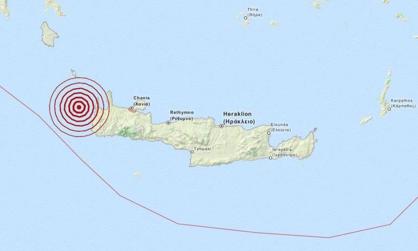 Σεισμός 3,4 Ρίχτερ δυτικά των Χανίων
