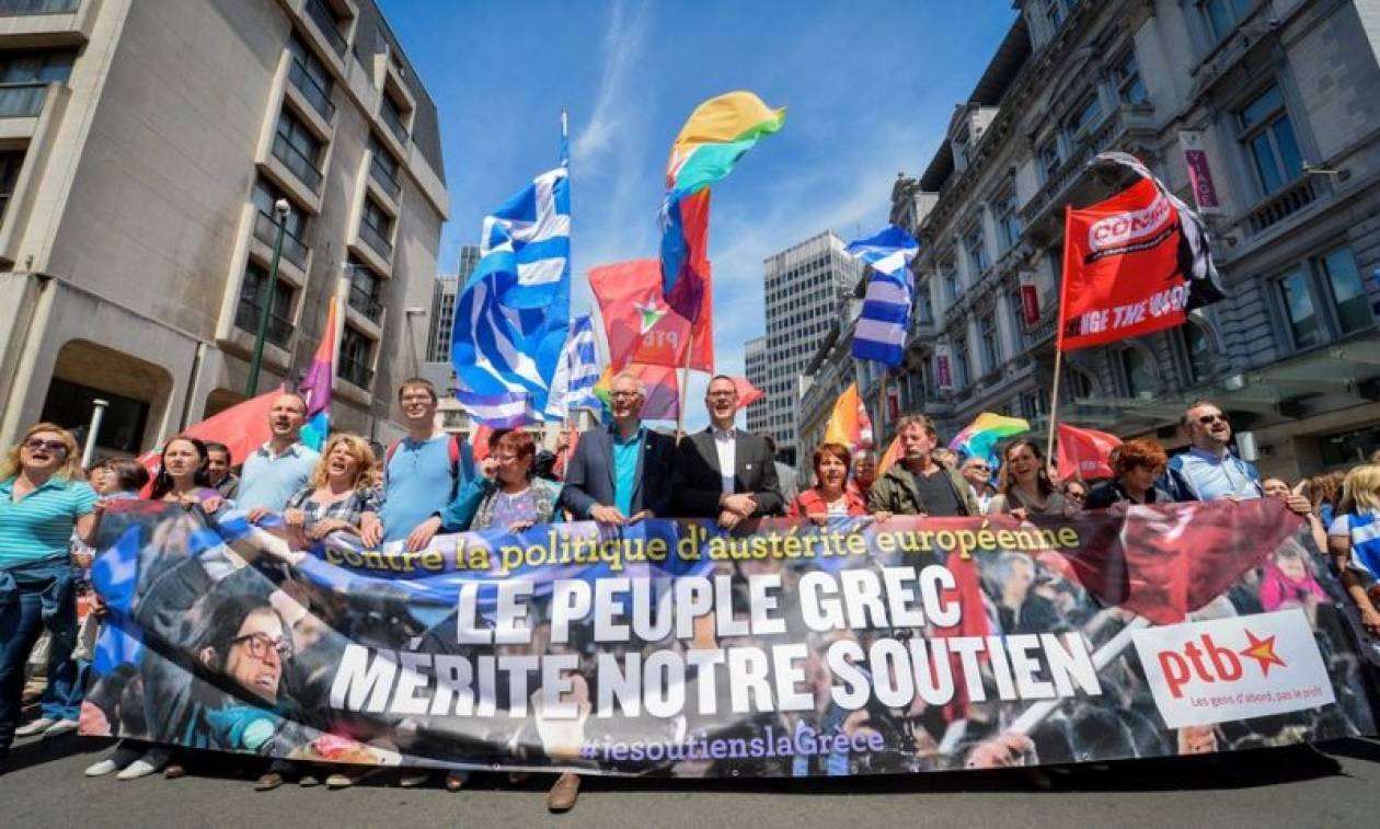 Διαδήλωση αλληλεγγύης προς την Ελλάδα στις Βρυξέλλες (video+photos)