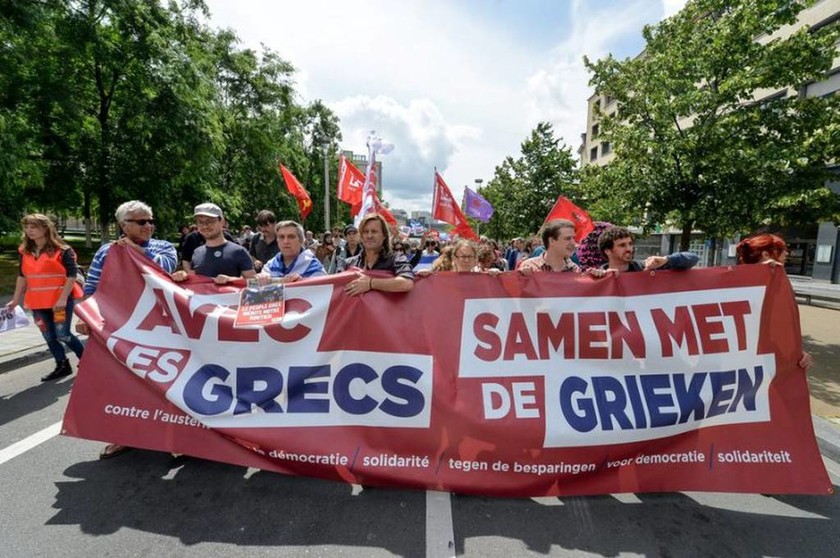 Διαδήλωση αλληλεγγύης προς την Ελλάδα στις Βρυξέλλες (video+photos)