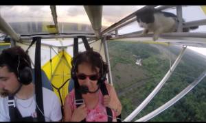 Γατί λαθρεπιβάτης στο φτερό του αεροπλάνου (video)