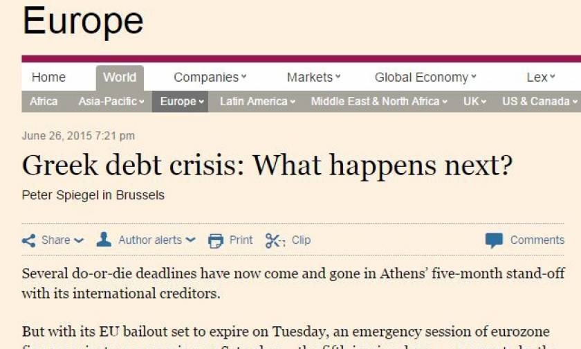 Financial Times: Τρία σενάρια για την Ελλάδα