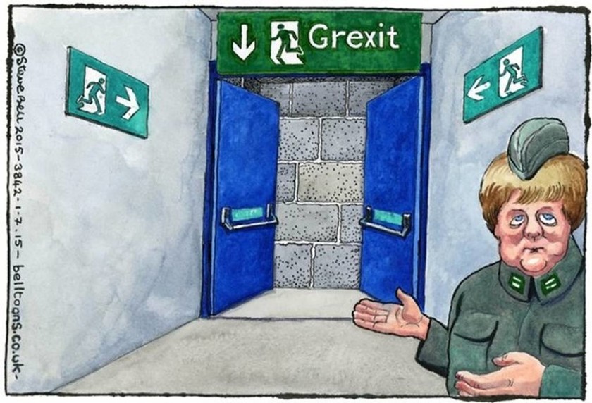 Δημοψήφισμα 2015: Guardian - Η «στρατιωτικός» Μέρκελ δείχνει την πόρτα του Grexit (photo)