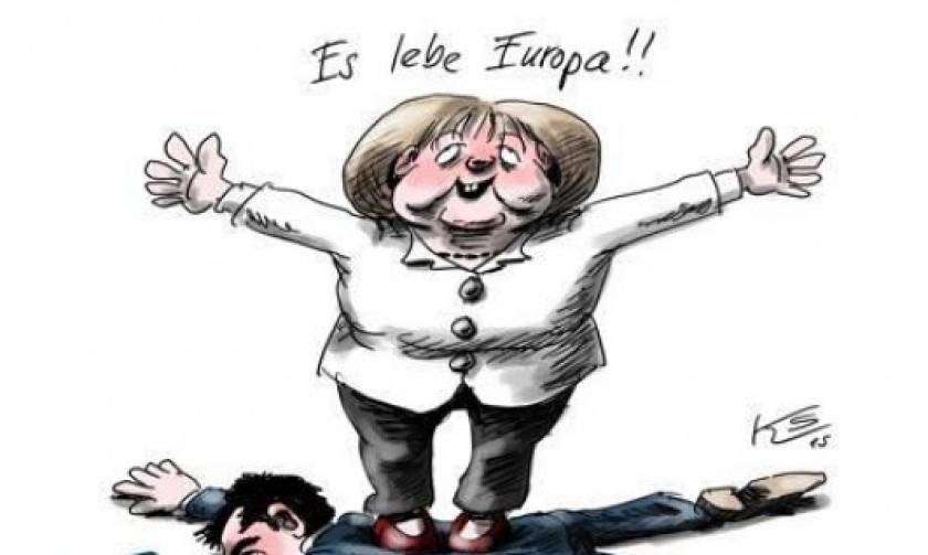Συμφωνία - Η Μέρκελ πατάει πάνω στον Τσίπρα και φωνάζει: «Ζήτω η Ευρώπη»