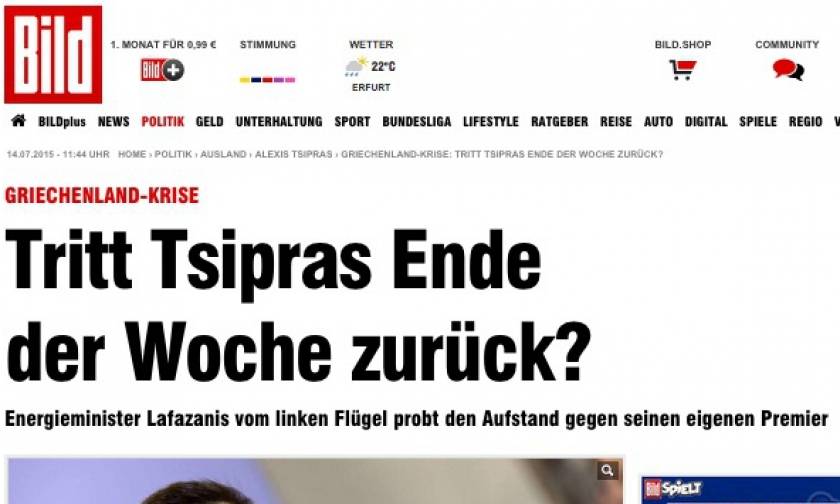 Ανασχηματισμός - Bild: Στο τέλος της εβδομάδας θα παραιτηθεί ο Τσίπρας;