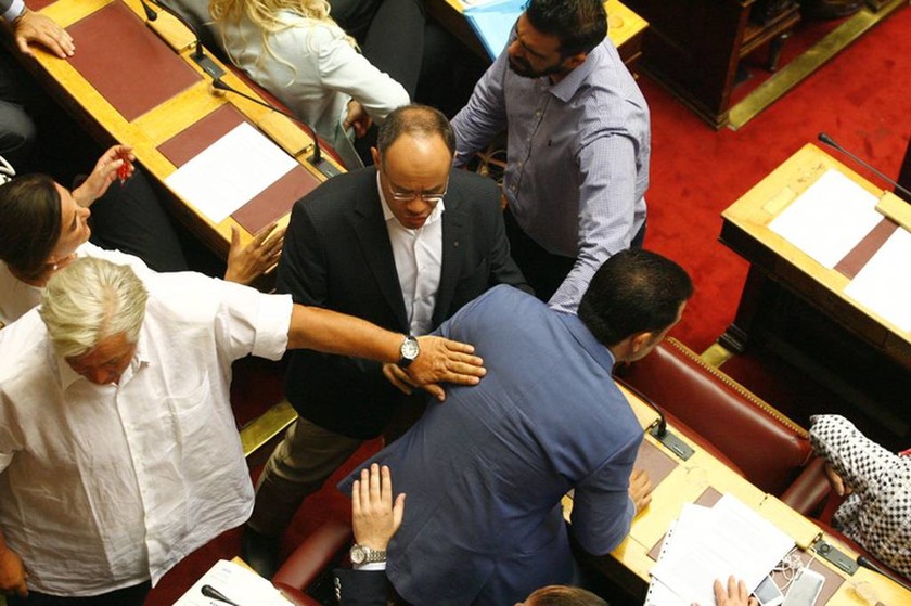 Μνημόνιο 3: Παραλίγο να πιαστεί στα χέρια με βουλευτή των ΑΝΕΛ ο Άδωνις (photos)