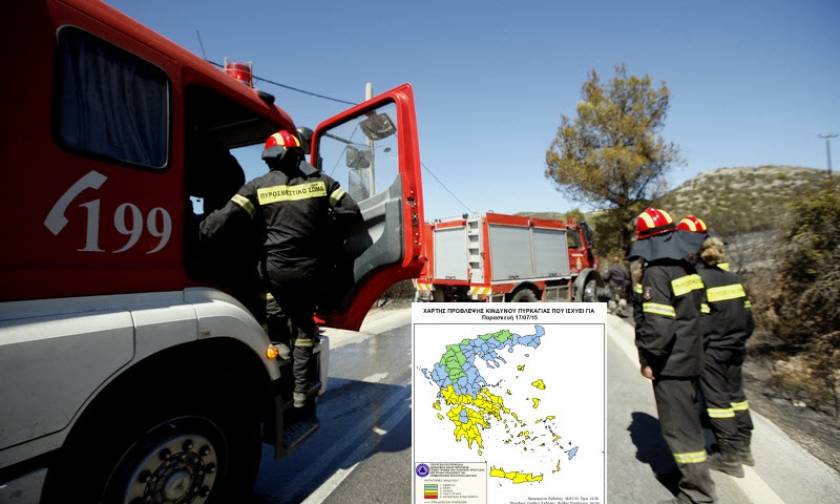 Υψηλός ο κίνδυνος πυρκαγιάς στη… μισή Ελλάδα – Δείτε τον χάρτη πρόβλεψης για την Παρασκευή 17/7