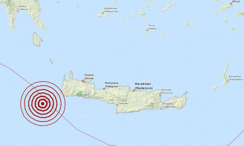 Σεισμός 4,1 Ρίχτερ νοτιοδυτικά της Κρήτης