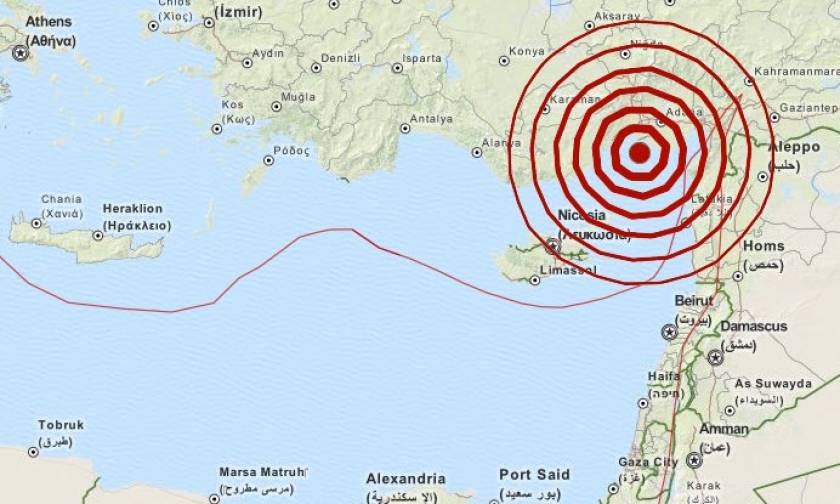 Σεισμός 5,1 Ρίχτερ βορειοανατολικά της Κύπρου (pic)
