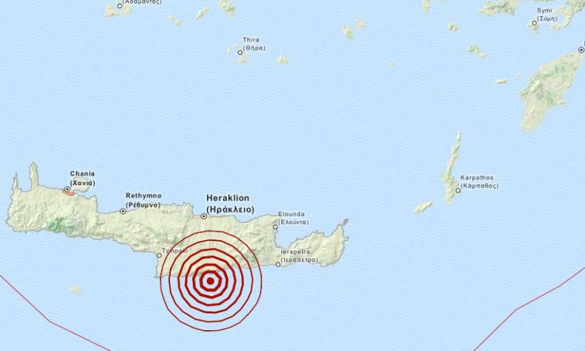 Σεισμός 3,7 Ρίχτερ νότια του Ηρακλείου (pic)