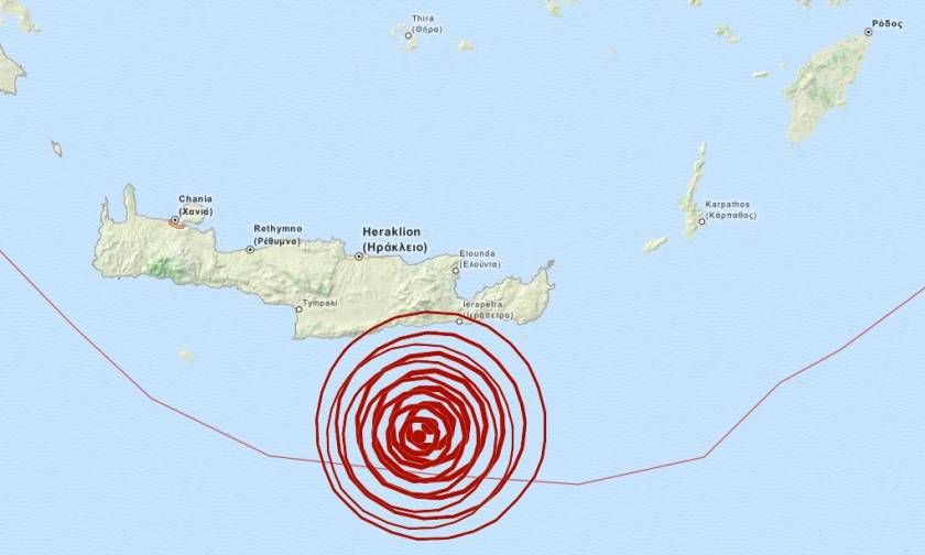 Διπλός σεισμός 4,6 και 4,3 Ρίχτερ νότια της Κρήτης