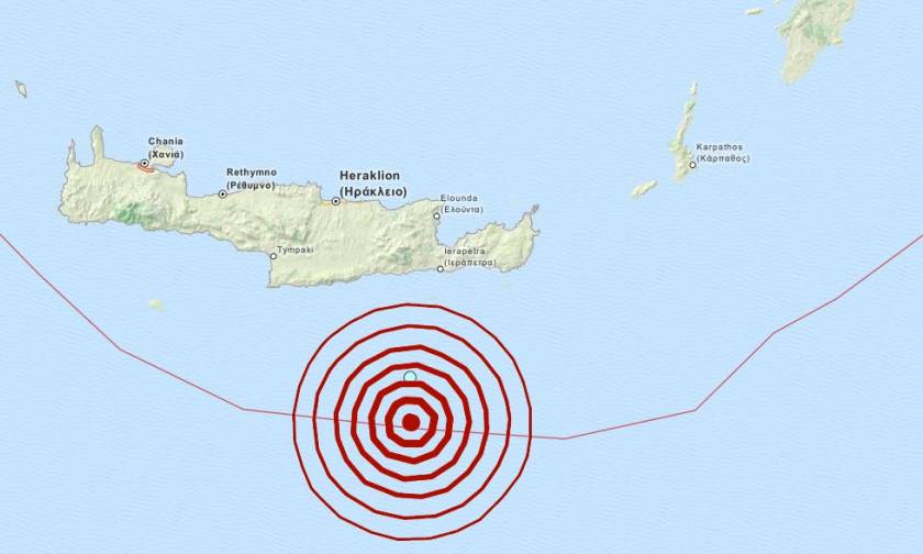 Σεισμός 4,2 Ρίχτερ νότια της Ιεράπετρας