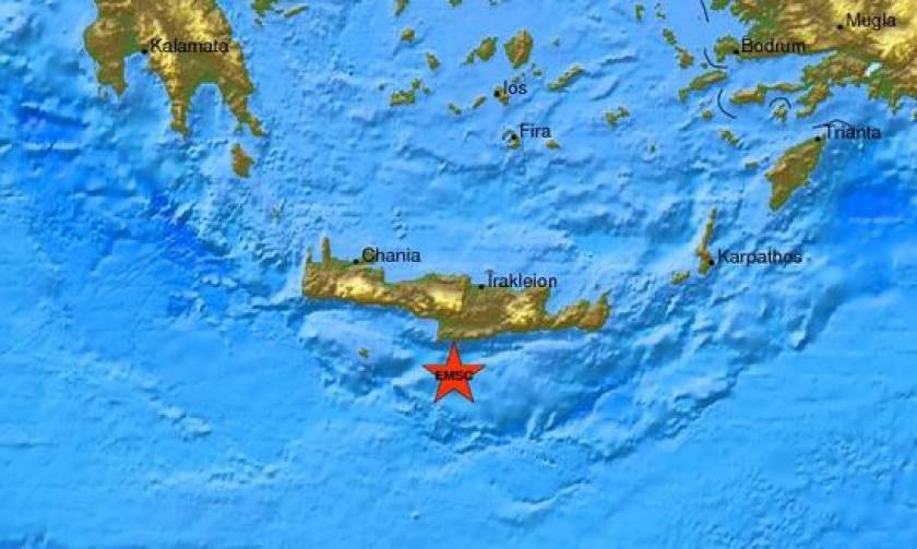 Σεισμός 4,2 Ρίχτερ νότια του Ηρακλείου